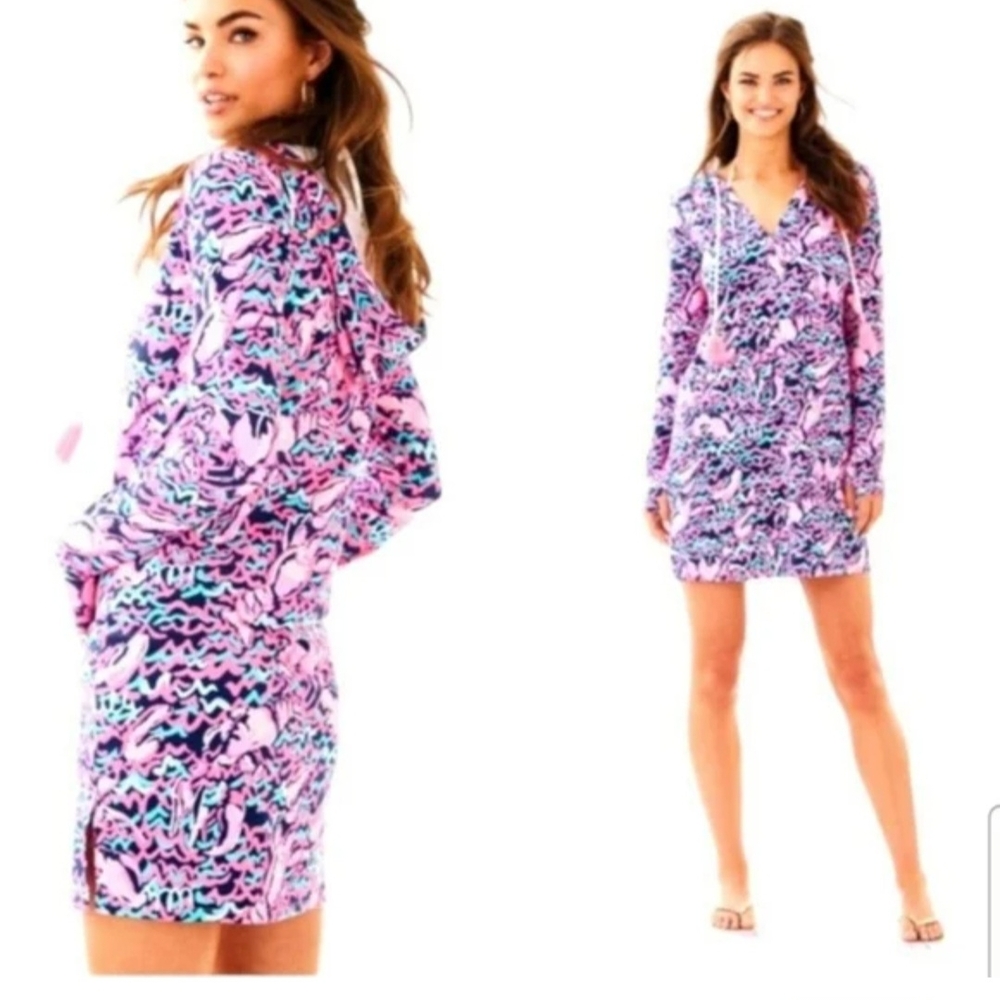Lilly Pulitzer Hooded Swimsuit Coverup Dress With Pockets - Lobstah Pattern